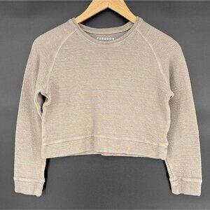 Paragon Womens Textured Long-Sleeve Cropped Sweatshirt S Taupe Gray Workout